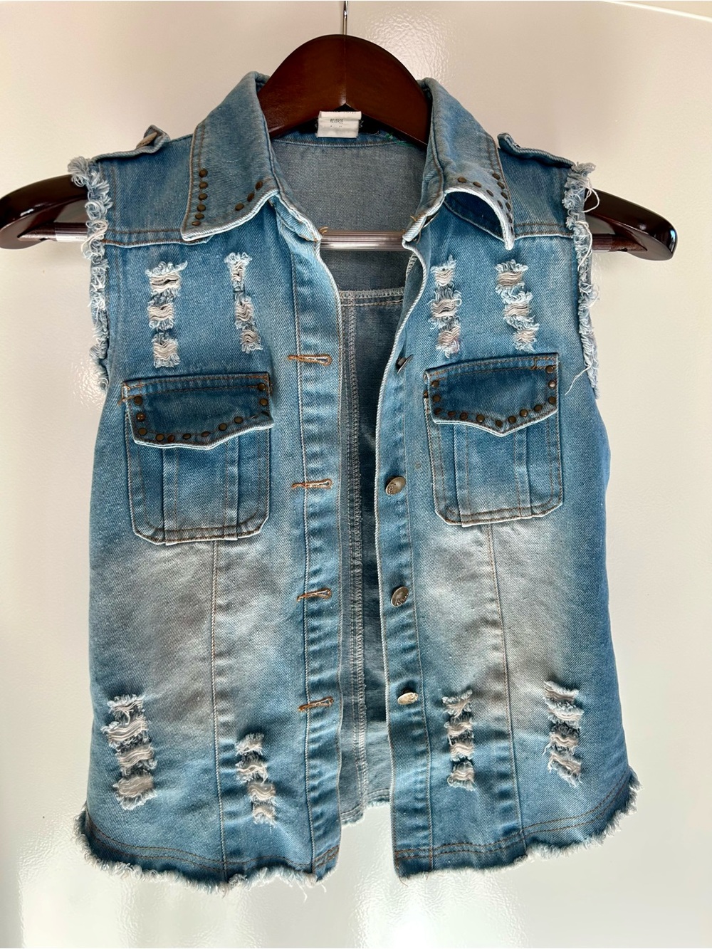 Sassybling Blue Denim Jeans Vest Sz Small